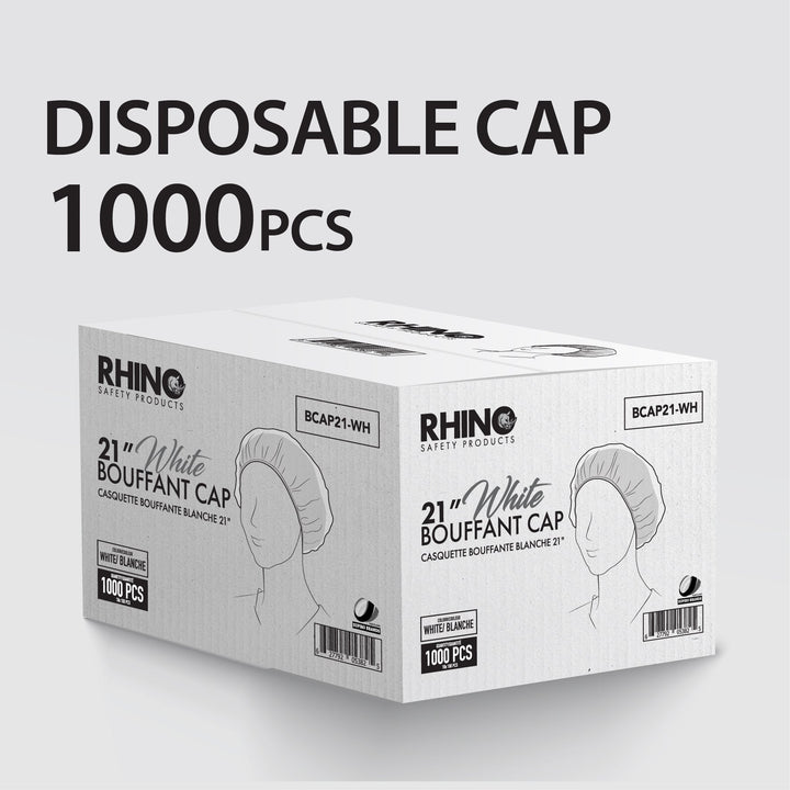 Rhino - 21"  Bouffant Cap, White - BCAP21-WH
