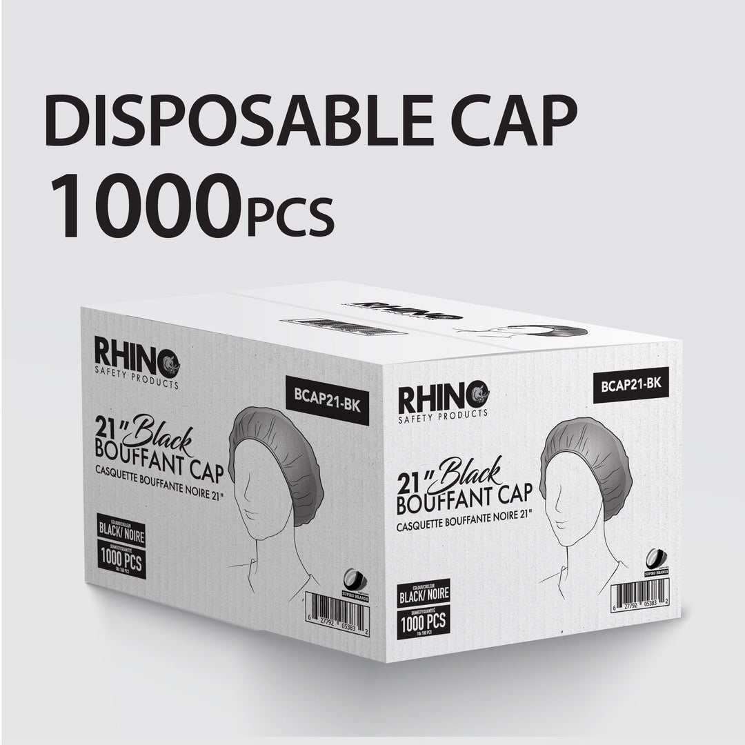 Rhino - 21" Bouffant Cap, Black - BCAP21-BK