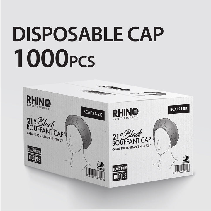Rhino - 21" Bouffant Cap, Black - BCAP21-BK