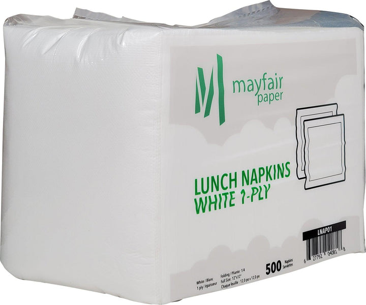 Mayfair - 1 Ply Lunch Napkins 1/4 Fold - White - 12 x 500 count