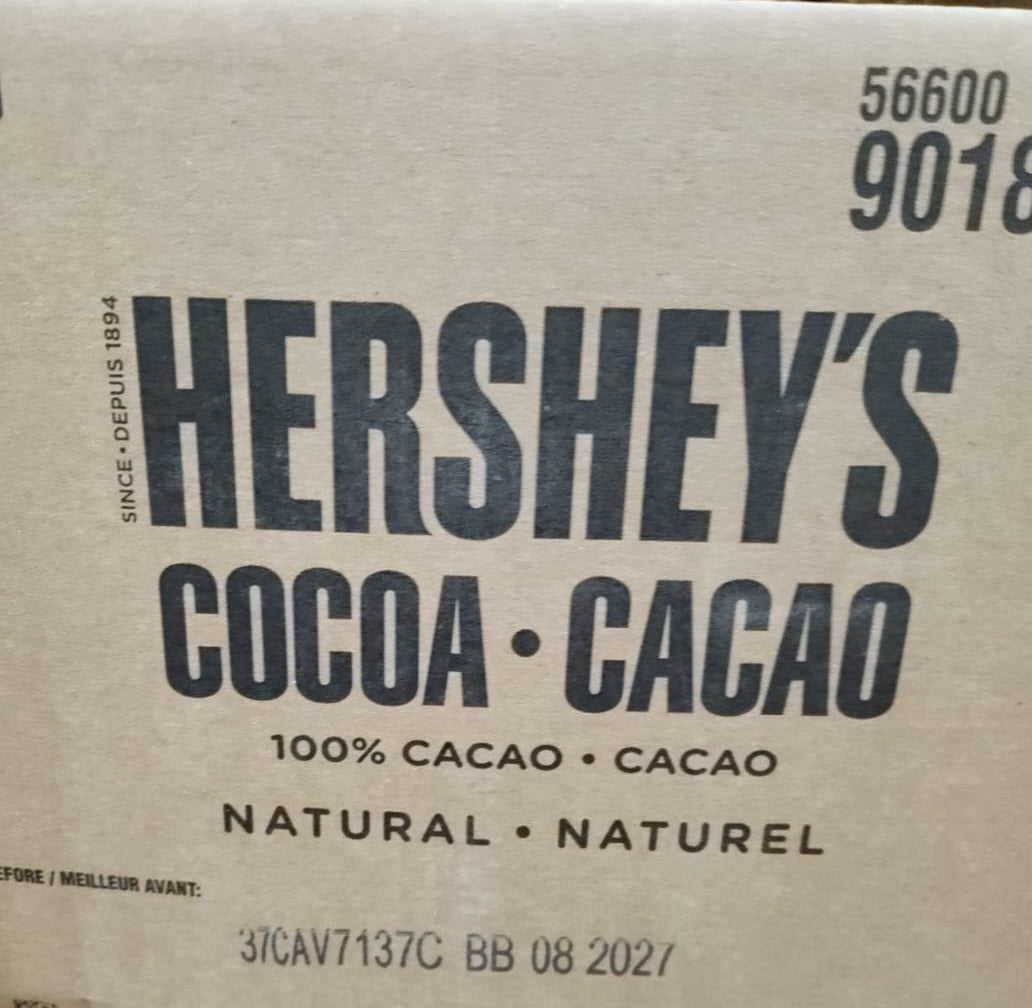 Natural Cocoa Powder Bulk - 25 lbs Box - 100% Cacao - Gluten-Free - Kosher - Hershey's - Canadian Distribution