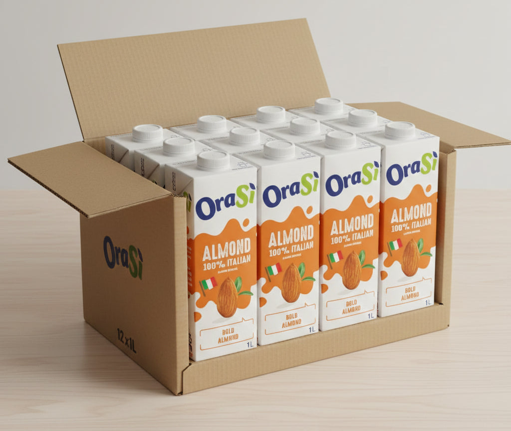 Case of OraSi Almond Beverage - 12 x 1L - Plant-Based Milk Alternatives - Canadian Distribution - Ships Free Within Canada on Orders Above CAD $199