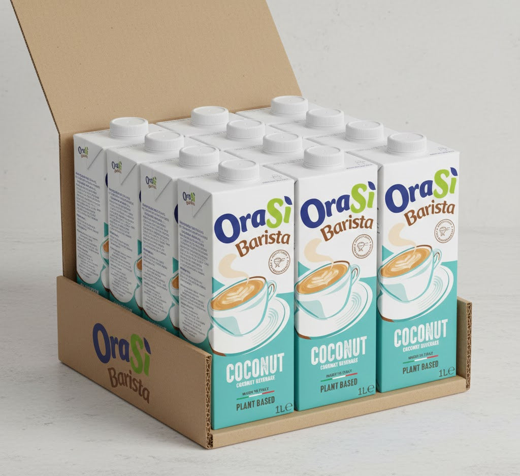 Case of OraSi Barista Coconut Beverage Professional - 12 x 1L - Plant-Based Milk Alternatives - Canadian Distribution - Ships Free Within Canada on Orders Above CAD $199
