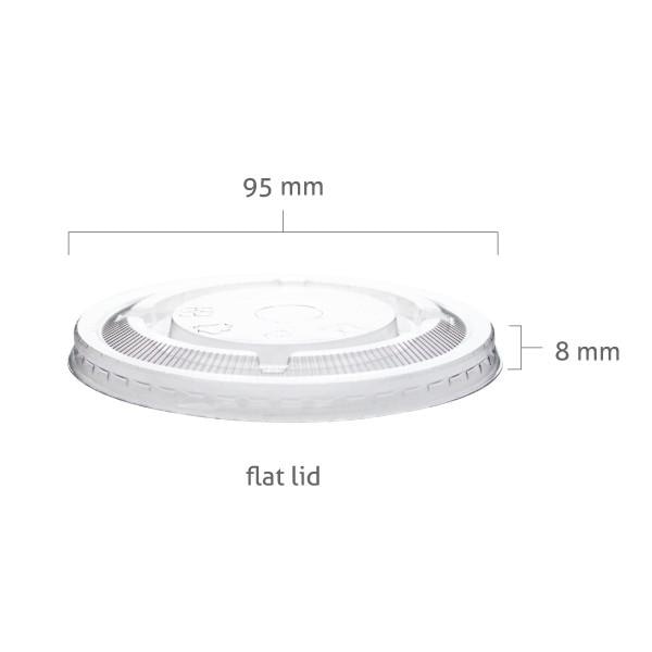 PET Flat Lids for 95mm pp cups, 2000 per case (for all three sizes 12 oz, 16 oz, and 20 oz) Also Fits 8 Oz. Paper Containers 88808