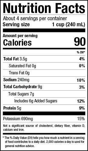 Pacific Foods - Barista Series - Soy Original - Nutritional Information