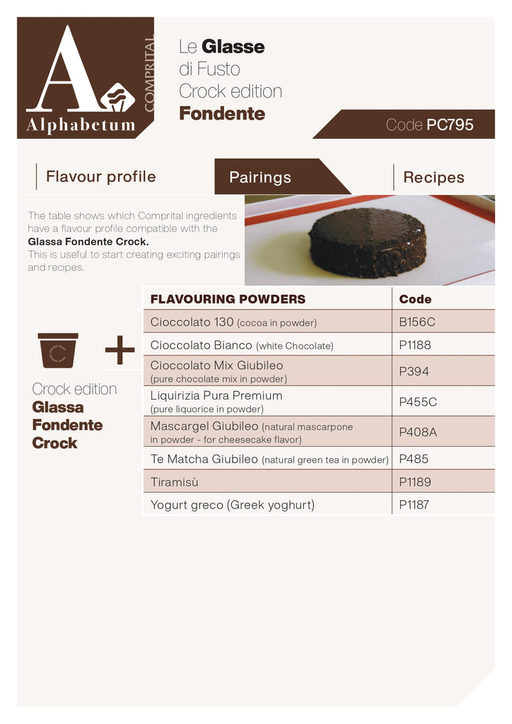 La Glassa Fondente Crock (dark chocolate with cocoa nibs) - Glazing Pastes (Le glasse di Fusto) - Case of 2 x 3 kg Units