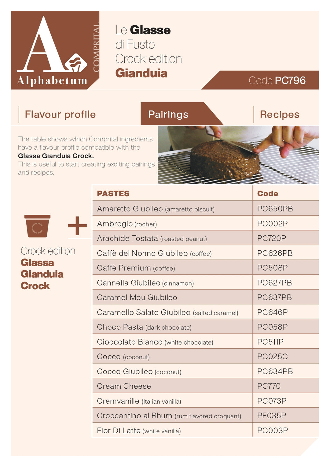 La Glassa Gianduia Crock (gianduia with hazelnuts) - Glazing Pastes (Le glasse di Fusto) - Case of 2 x 3 kg Units