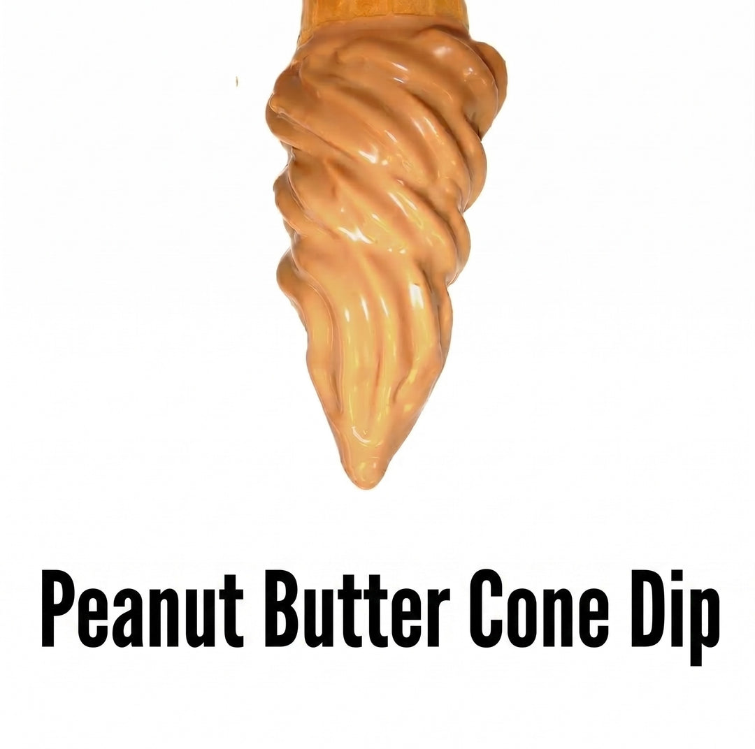 Peanut butter cone dip with a white background