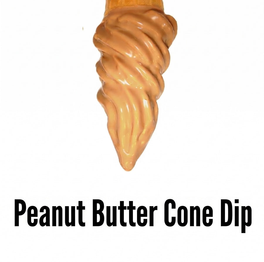 Peanut butter cone dip with a white background