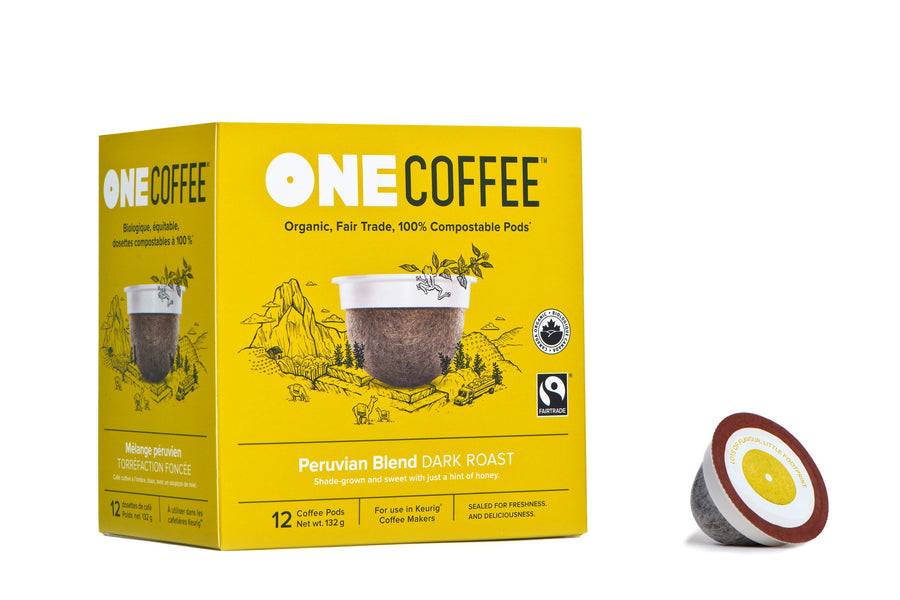 One Coffee - Peruvian Blend - Box of 18 Single Serve Pods | Fairtrade Organic - Dark Roast