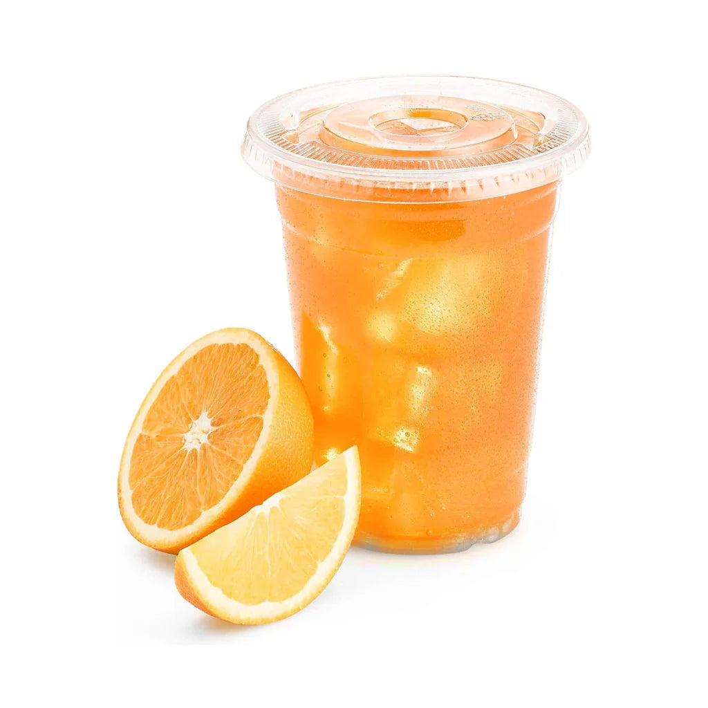 PET Cold Cup with Orange Refresher and Flat Lid