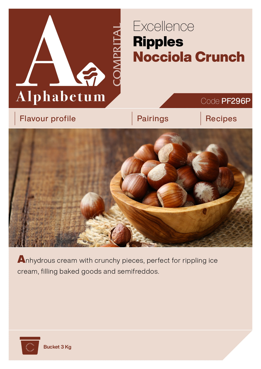 Nocciola Crunch (hazelnut crunch) Ripple - Case of 2 x 3 kg Units