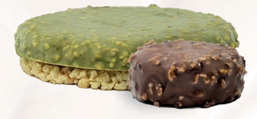 Rubicone pistachio crock glaze on a cookie on a white background