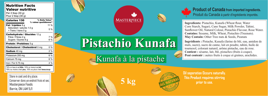 Online Wholesaler Premium Pistachio Kunafa Filling - 5KG Jar - All Natural Kunafa (aka Kanefeh or Kunafeh) - Dubai Chocolate Bar Kunafa Pistachio Filling - 🍁 Made In Canada - Canadian Distributor