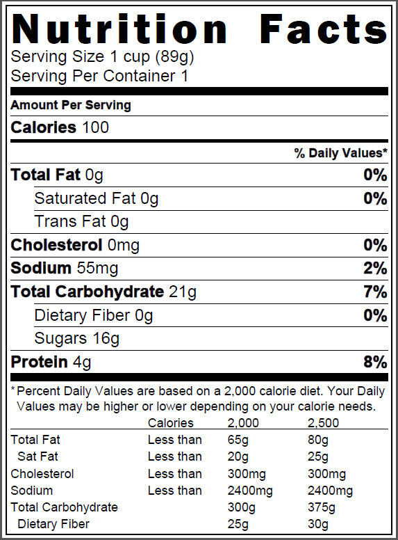 Plain Neutral Soft Serve Mix Nutritional Information Canada