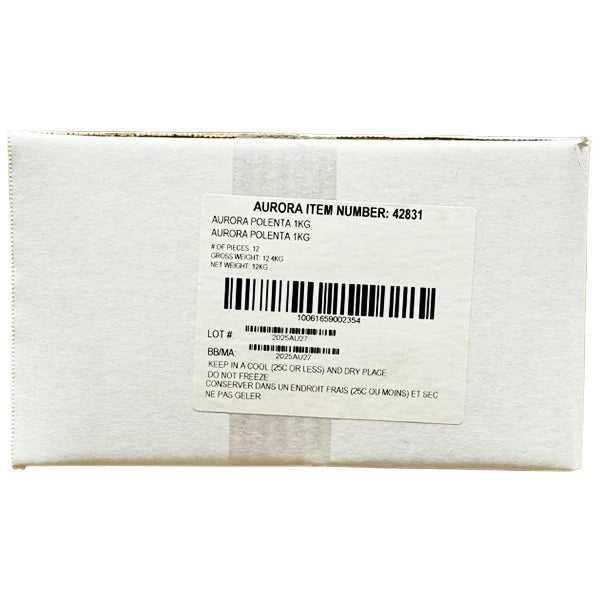 Case of Polenta Plain - 12 x 1KG - Gluten-Free - Non-GMO - Aurora Foods - Restaurant and Foodservice Ingredients - Canadian Distribution