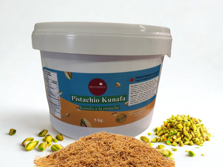Premium Pistachio Kunafa Filling - 5KG Jar - All Natural Kunafa (aka Kanefeh or Kunafeh) - Dubai Chocolate Bar Kunafa Pistachio Filling - 🍁 Made In Canada - Canadian Distributor