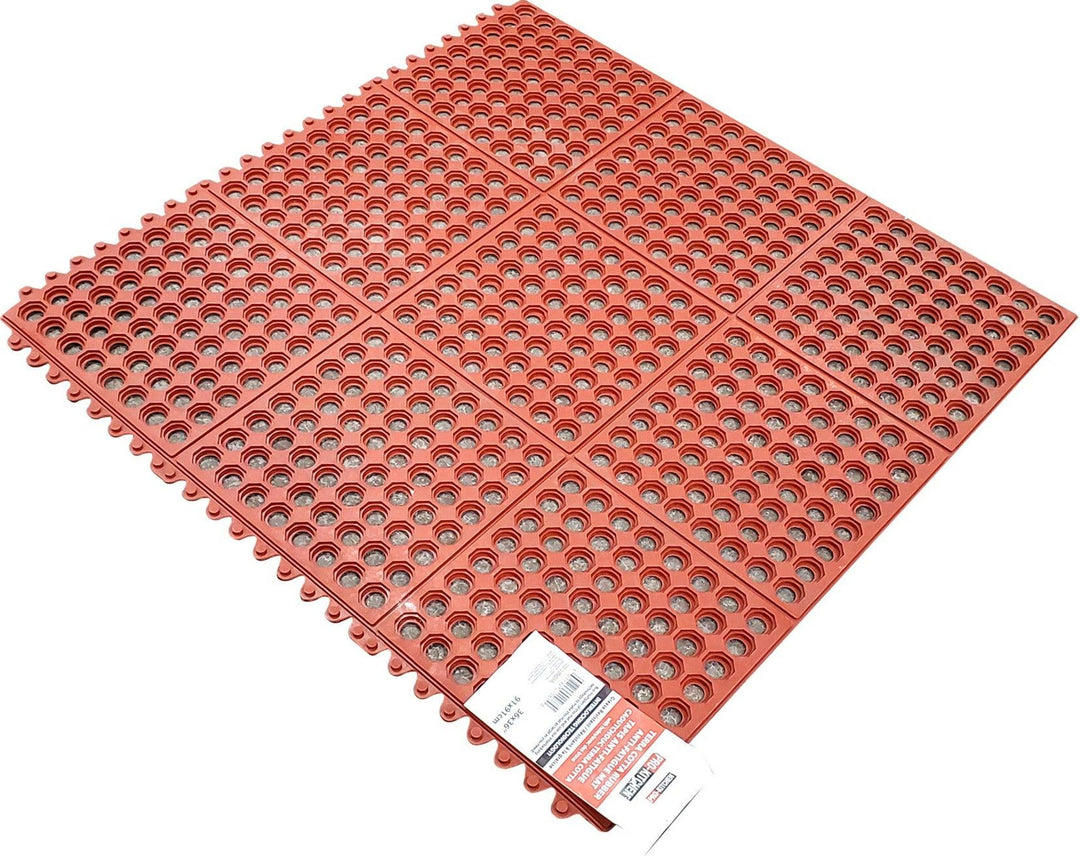 Pro-Kitchen - Red Rubber Mat-Terracotta-Grease Resistant-36"x36"