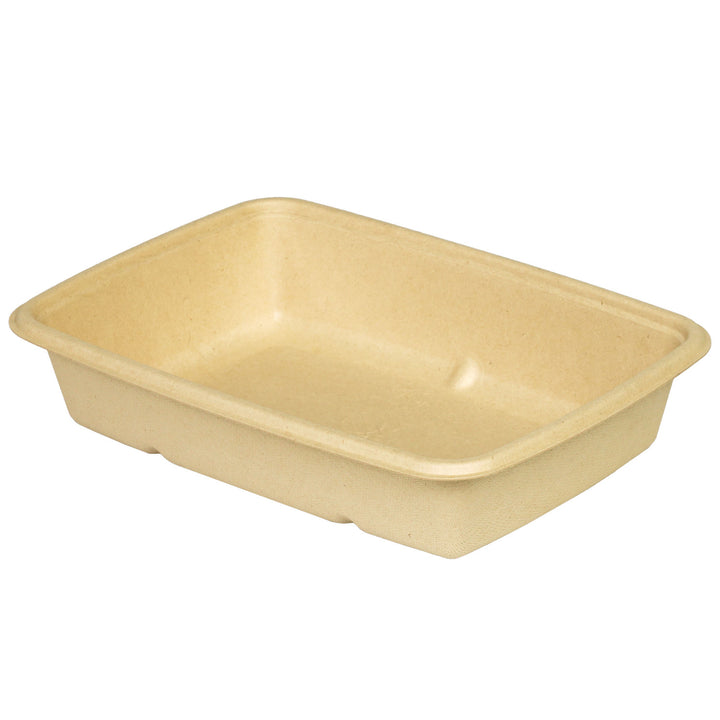 Container Fibre Molded Rectangle PFAS Free - 4 x 75 &nbsp;- Pulp Plus 30 oz Medium Rectangle Container