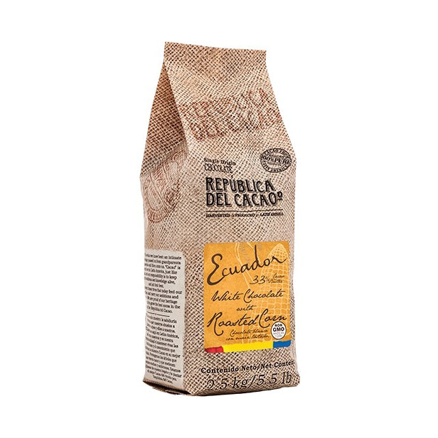 REPUBLICA DEL CACAO Ecuador 33% with Roasted Corn – White Chocolate Couverture - Canadian Distribution - Ships Free Within Canada on Orders Above CAD $199