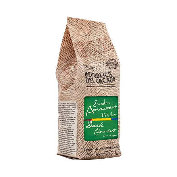 REPUBLICA DEL CACAO Ecuadorian Amazon 75% – Dark Chocolate Couverture - Canadian Distribution - Ships Free Within Canada on Orders Above CAD $199