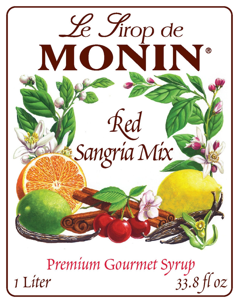 case of Red Sangria Mix - Monin - Premium Syrups and Flavourings - 4 x 1 L per case