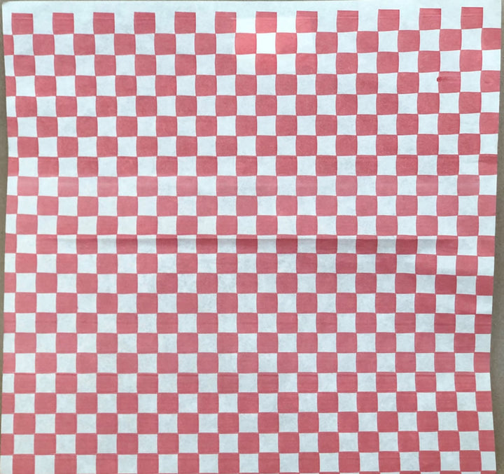 12" x 12" Checkered Grease Proof Deli/Basket Liner - Red/Blue/Black - 2000cs