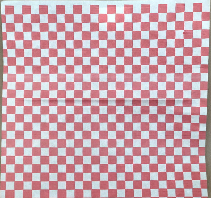 12" x 12" Checkered Grease Proof Deli/Basket Liner - Red/Blue/Black - 2000cs