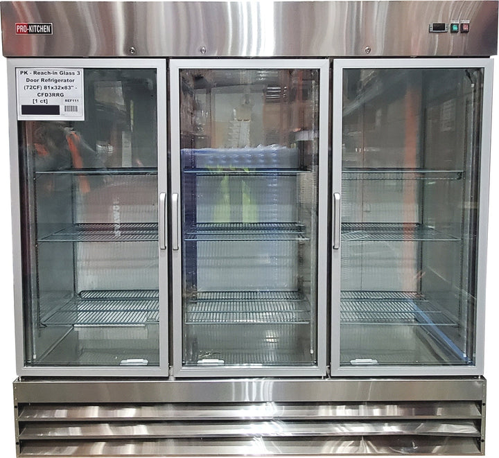 CLR - PK - Reach-in Glass 3 Door Refrigerator (72CF) 81x32x83" - CFD3RRG