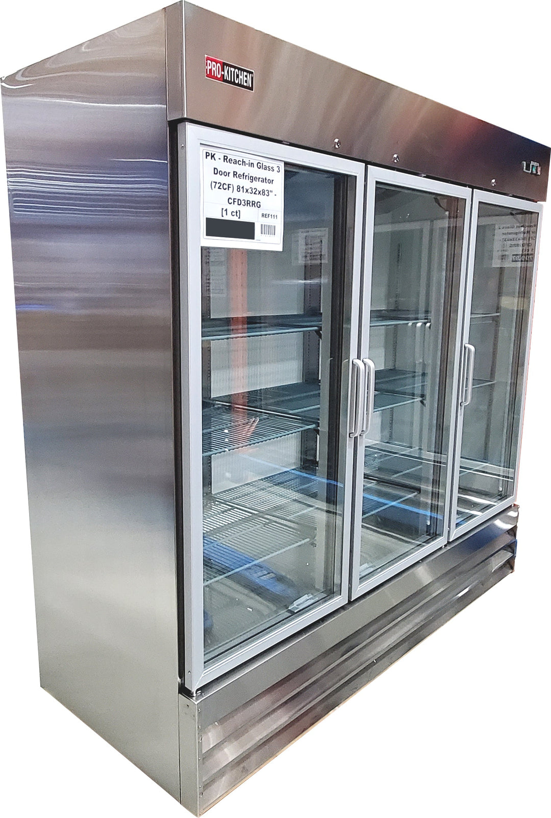 CLR - PK - Reach-in Glass 3 Door Refrigerator (72CF) 81x32x83" - CFD3RRG