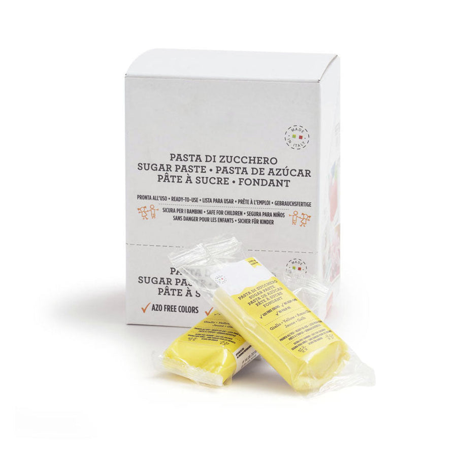 Italian Rolled Fondant – Yellow, 100g – Palm Oil-Free Sugar Paste - Canadian Distribution - Ships Free Within Canada on Orders Above CAD $199