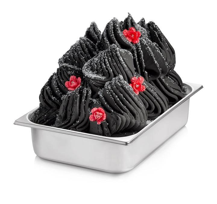 Rubicone Black Hawaii Sugarfree Vegan Gelato in a wide stainless steel pan by Rubicone Canada