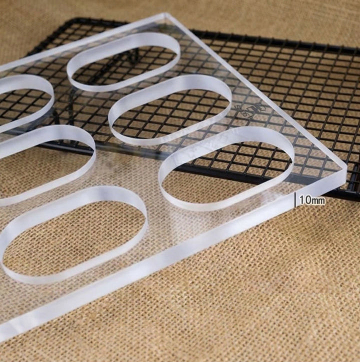 SANNENG Premium Acrylic Dacquoise Template, 12 Oval Cavities - Canadian Distribution - Ships Free Within Canada on Orders Above CAD $199