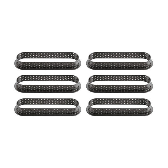 SILIKOMART Perforated Oblong Tart Rings (Set of 6), 146 x 34 mm - Canadian Distribution - Ships Free Within Canada on Orders Above CAD $199