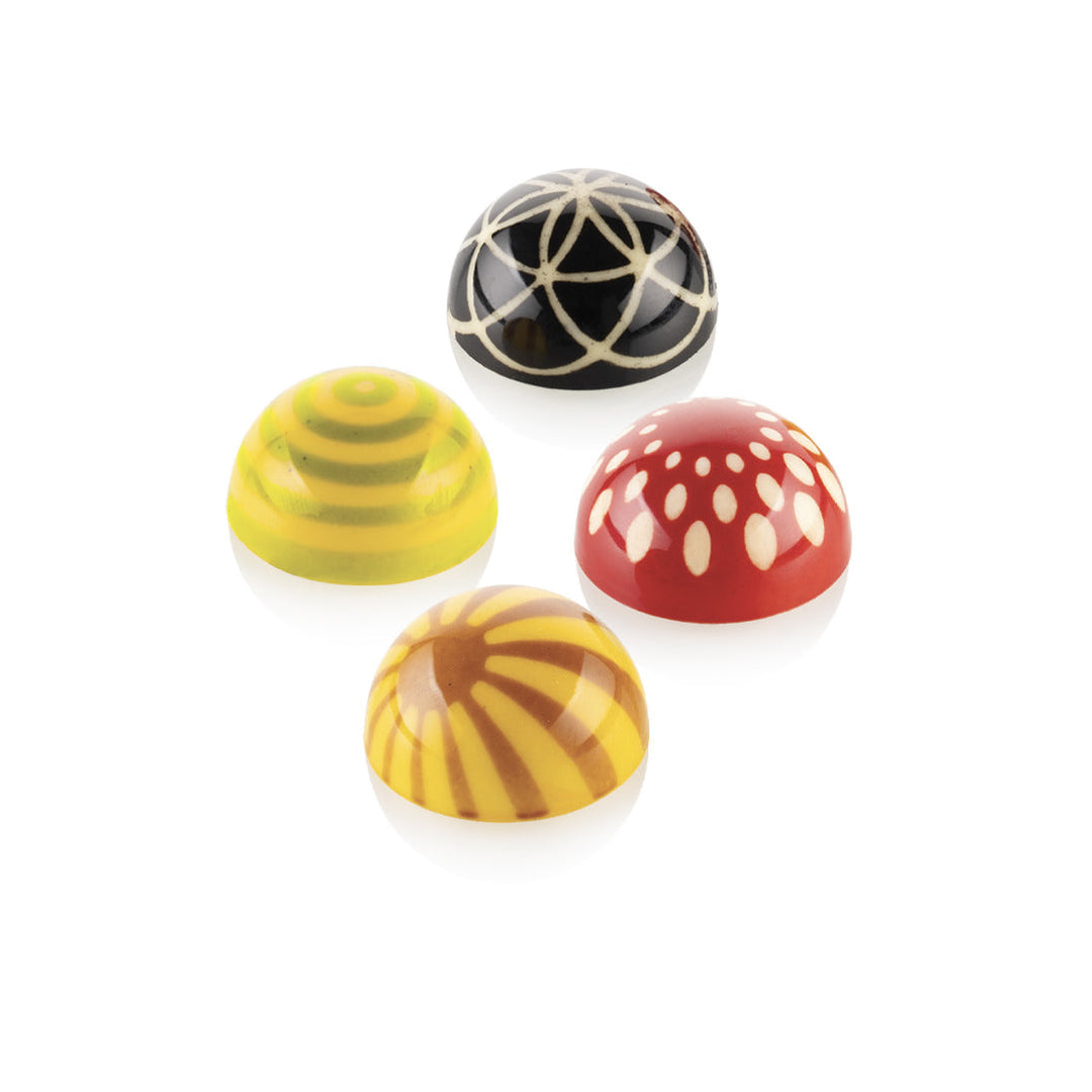 SILIKOMART Semisfera 01 + Choco Stamp A – Complete 31 mm Bonbon Mould & Decorating Kit - Canadian Distribution - Ships Free Within Canada on Orders Above CAD $199