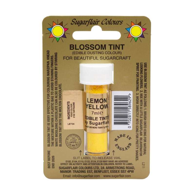 SUGARFLAIR Lemon Yellow Blossom Tint – Edible Dusting Colour, 7ml - Canadian Distribution - Ships Free Within Canada on Orders Above CAD $199