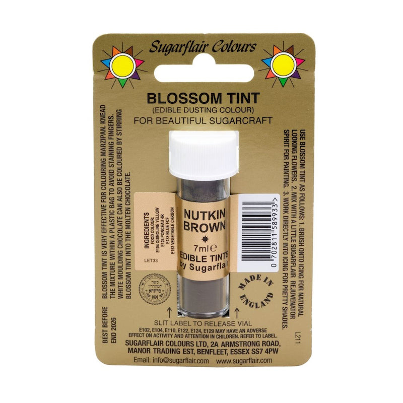 SUGARFLAIR Nutkin Brown Blossom Tint – Edible Dusting Colour, 7ml - Canadian Distribution - Ships Free Within Canada on Orders Above CAD $199