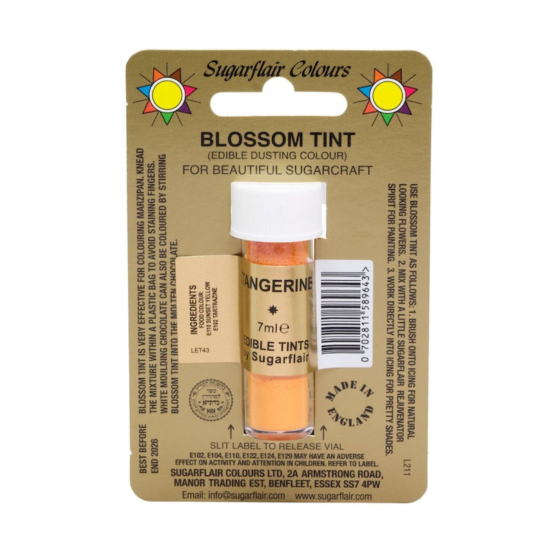 SUGARFLAIR Tangerine Blossom Tint – Edible Dusting Colour, 7ml - Canadian Distribution - Ships Free Within Canada on Orders Above CAD $199