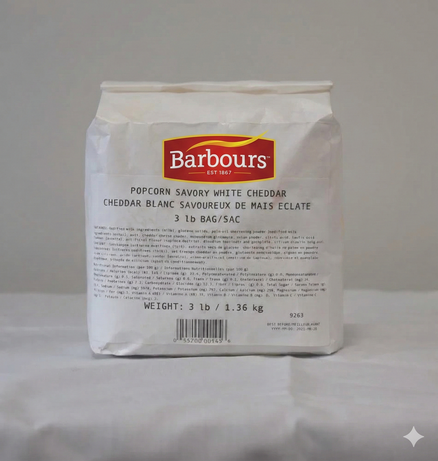 Pop N Top - Savory White Cheddar - Popcorn and Snacks Seasoning - 1.36 KG Bag - Case (6 x 1.36 KG) - Ships Free Within Canada on Orders Above CAD $199&nbsp;