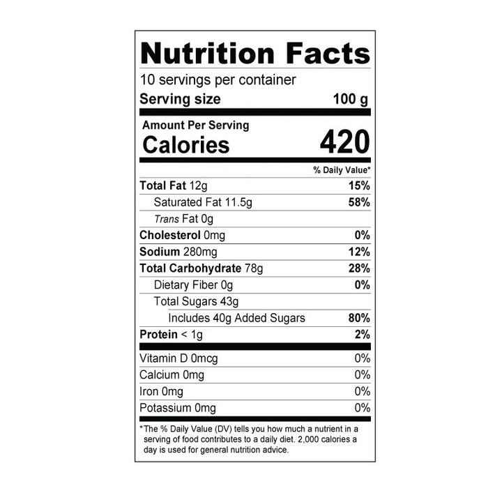 Snow Ice Powder - Taro | 2.2 lbs. bag Nutritional Info