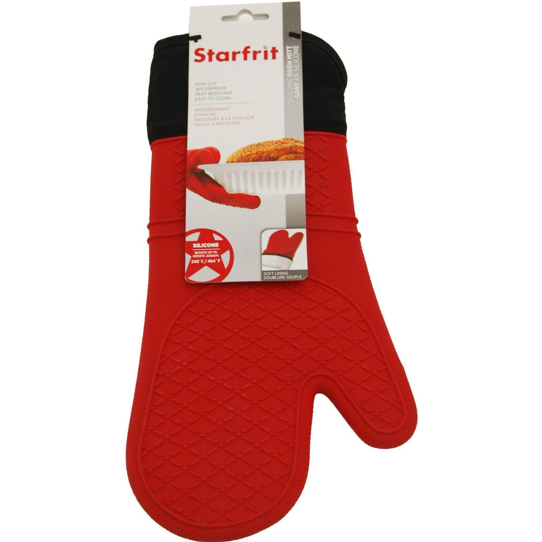 Starfrit - Silicone Oven Mitt - 15" - Cotton Lining - Red