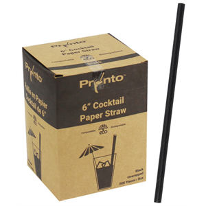 Box of Black Unwrapped Cocktail straws