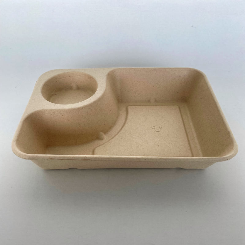  9"x 6" Sugarcane Tray 2 Compartment Portion Cup 500cs