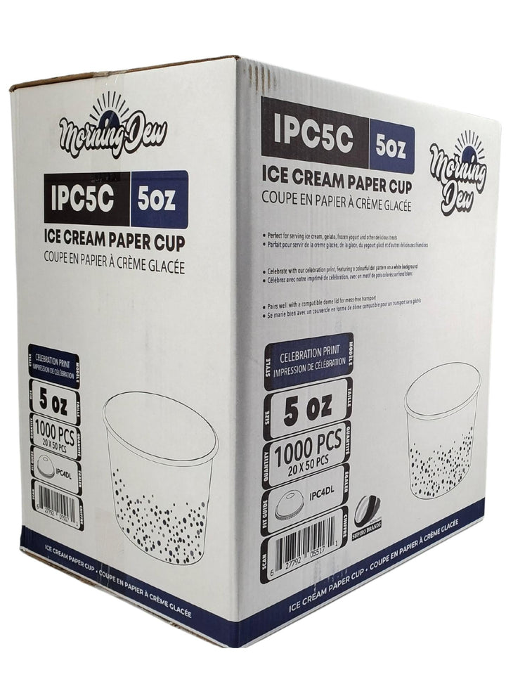 Morning Dew - 5oz Ice Cream Paper Cups - Celebration Print - 20 x 50 count