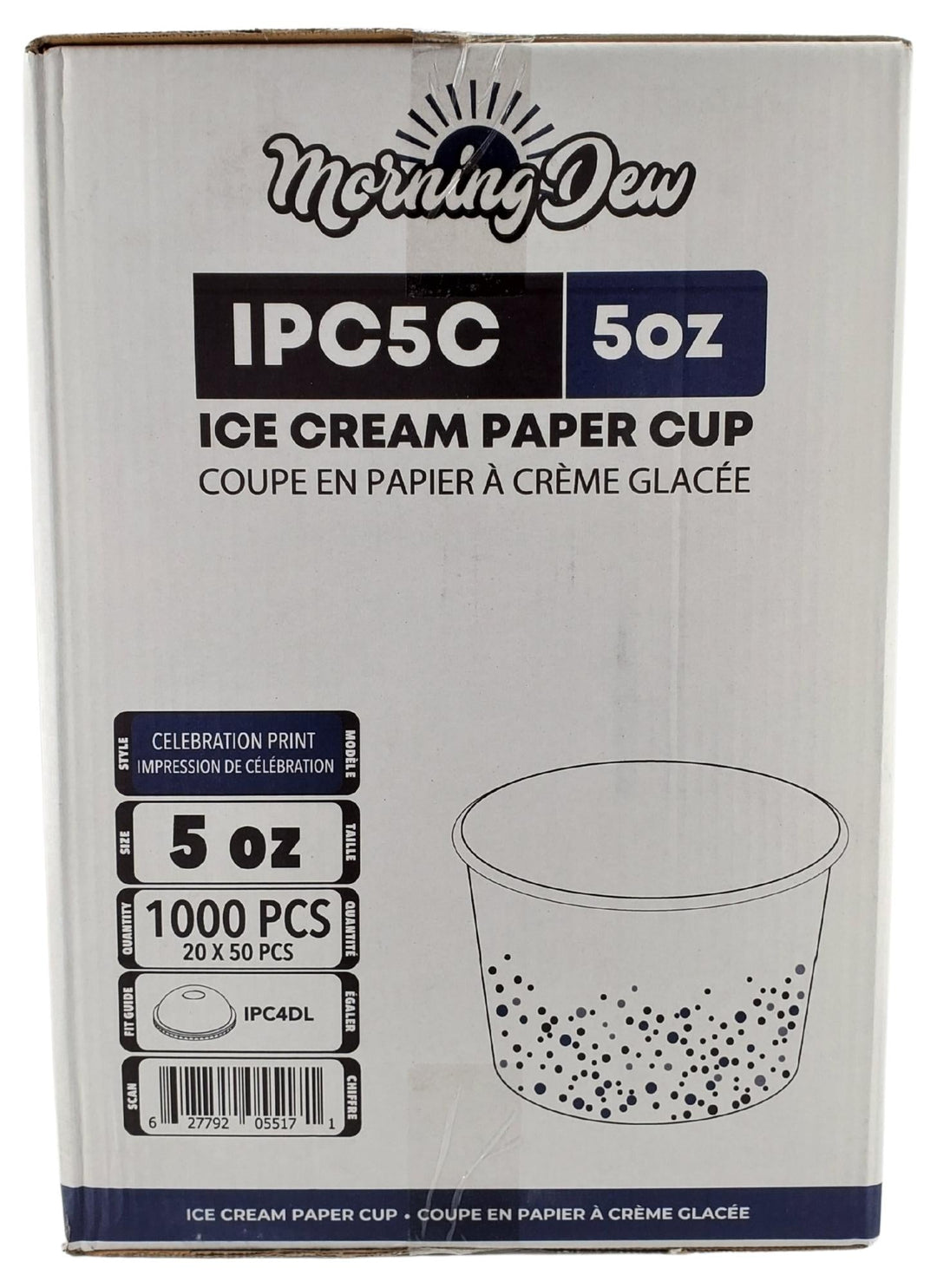 Morning Dew - 5oz Ice Cream Paper Cups - Celebration Print - 20 x 50 count