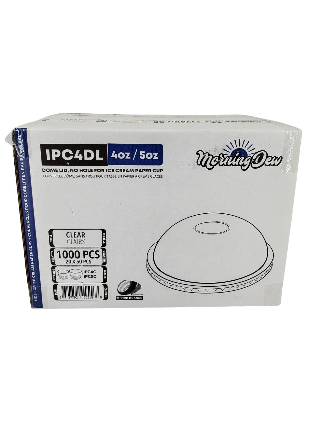 Morning Dew - Dome Lid for 4 / 5 oz Ice Cream Paper Cup - 20 x 50 count
