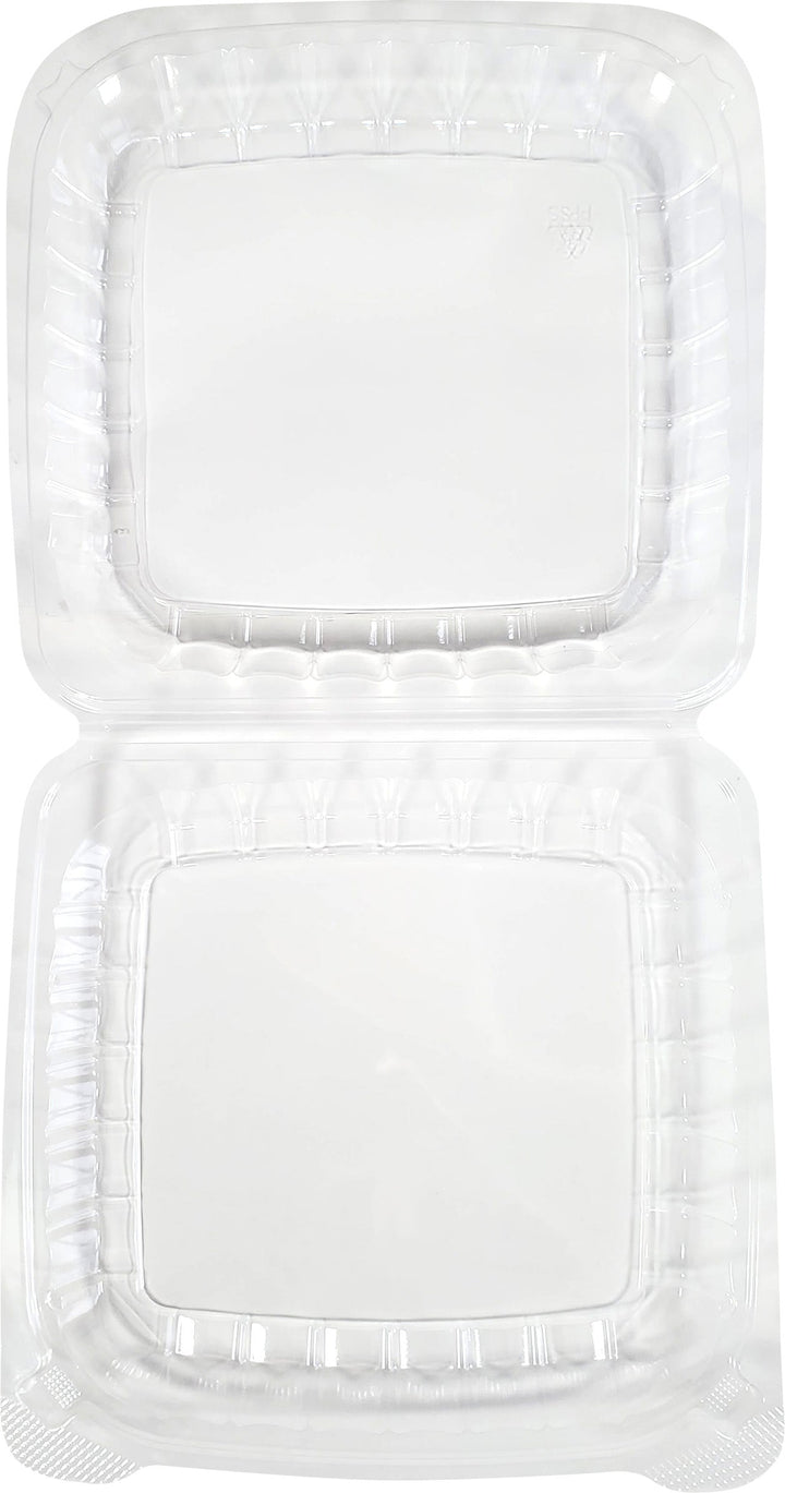 Value+ - Dual Lock - 8in Shallow Medium Clear Hinged Containers - CV881S