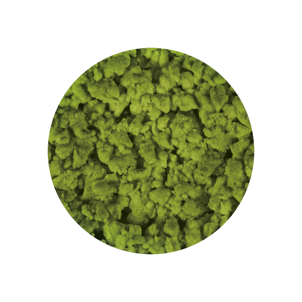 Close up texture image of matcha crumble on a white background