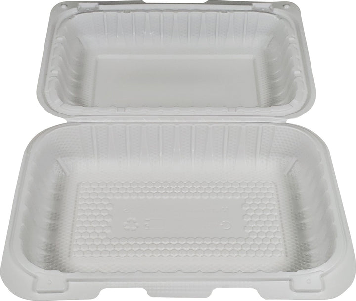 Eco-Craze - MFPP Clamshell Container - 9x6x2.3 - Vented - White