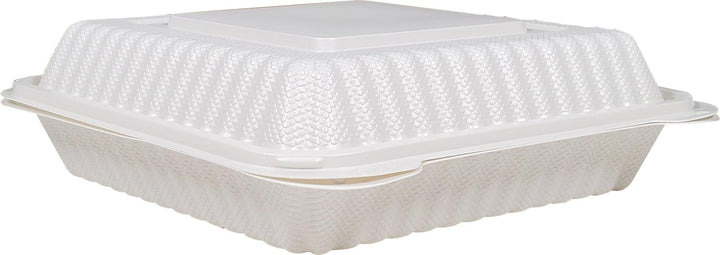 Eco-Craze - MFPP Clamshell Container - 9x9x2.8" - 1 Compt. - White